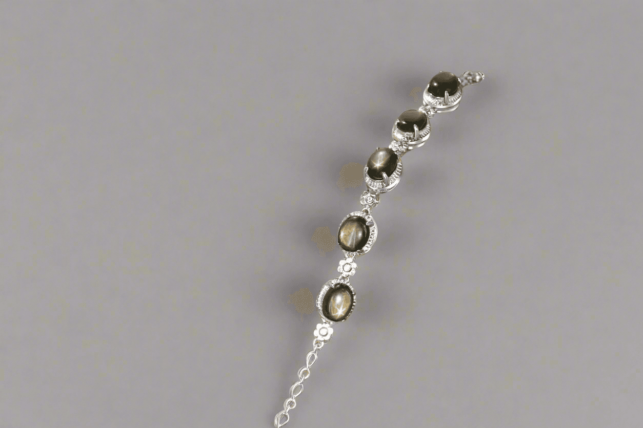 Elegant natural star sapphire bracelet gold plated