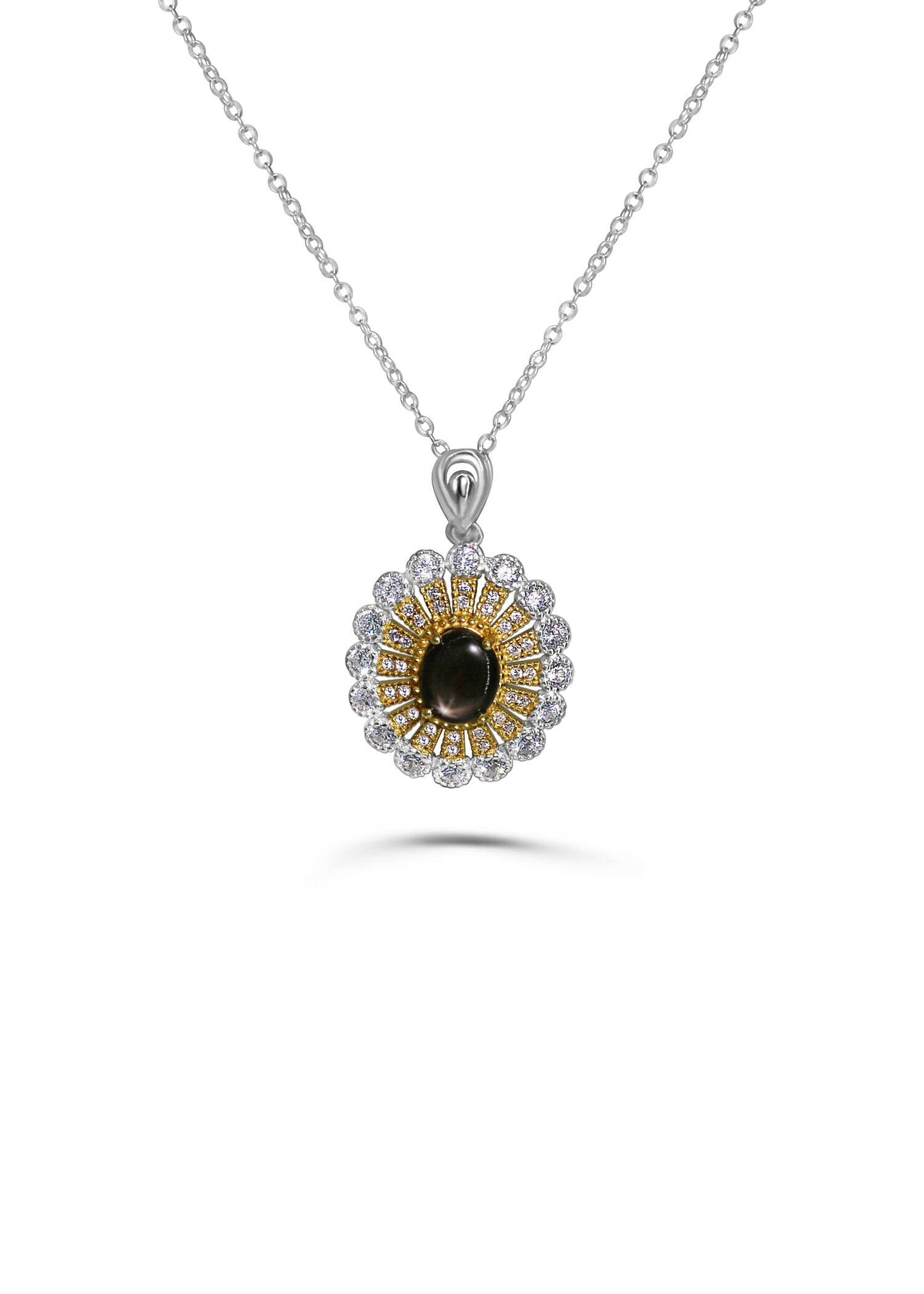 Natural star sapphire pendant in 18K gold-plated sterling silver – She is Eclipsa