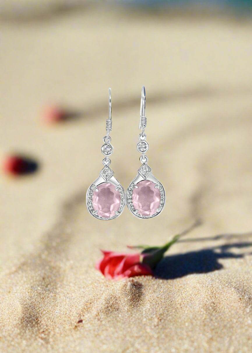 Rosalina Collection rose quartz earrings – love and elegance