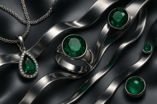 sterling silver, featuring ethically sourced natural rubies, emeralds, sapphires, moissanite, amethyst, Australian opal,