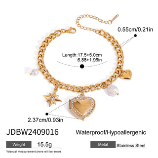 18K Gold Filled Heart Photo Locket Charm Bracelet – Gift Jewelry - Yadman Emarati
