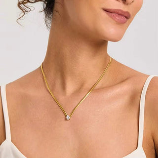 18K Gold Filled Necklace with Teardrop Zirconia Pendant - Yadman Emarati