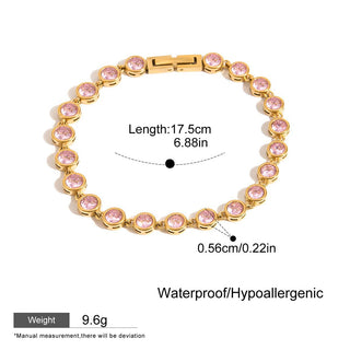 Pink amethyst bezel bracelet in gold finish