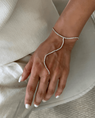 18K Gold Vermeil Zircon Hand Chain Bracelet – Dubai Collection - Yadman Emarati