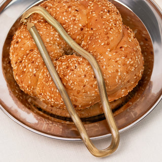 8mm Flat Herringbone Chain Necklace in 18K Gold Filled - Yadman Emarati