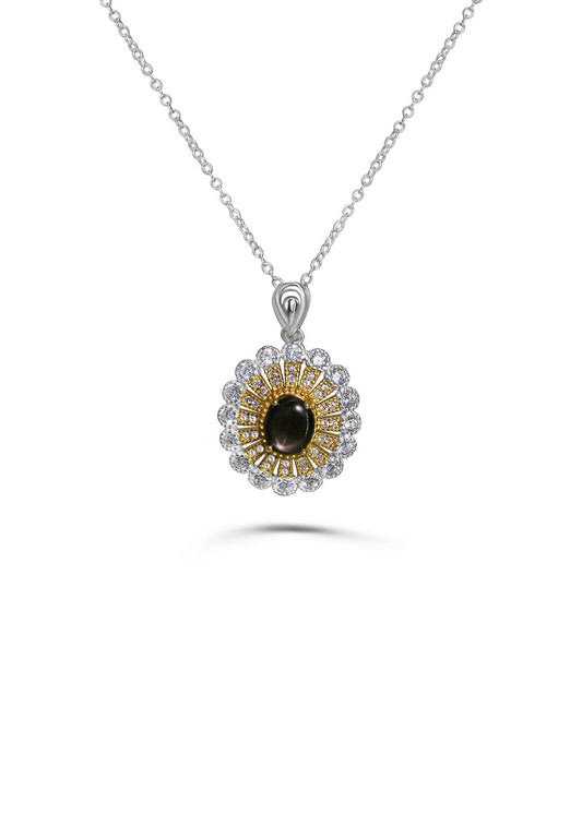 Natural star sapphire pendant in 18K gold-plated sterling silver – She is Eclipsa