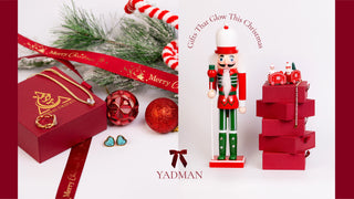 Christmas-themed product set with nutcracker, gift boxes, and decorative items on a white background.