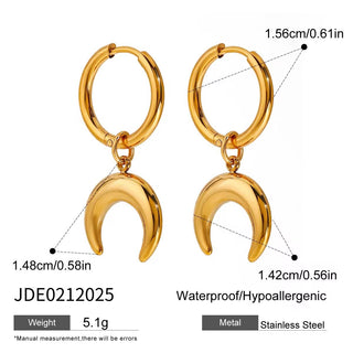 18K Gold Vermeil Hoop Earrings with Moon Charms
