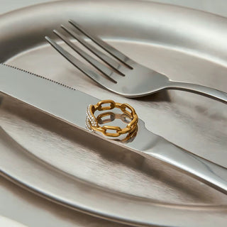 18K Gold Vermeil Chain Ring for Women