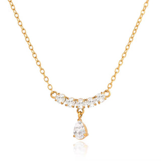 18K gold-plated necklace with round and drop stones