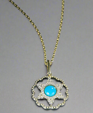 Gold-plated silver turquoise necklace with star pendant – Firooza Collection