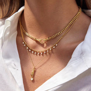 18K gold-plated necklace with sun and moon detail