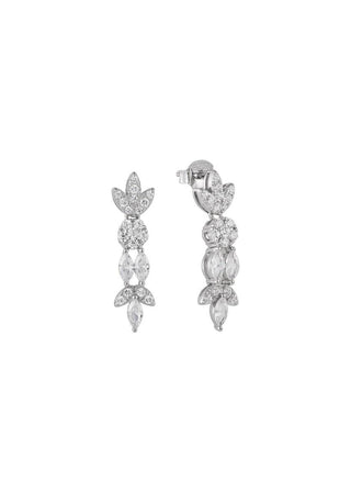 Marquise-cut leaf drop earrings in silver