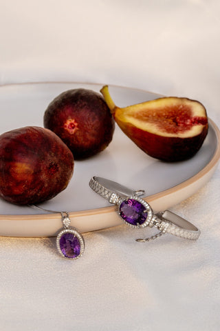 Natural Amethyst Bracelet – 18K White Gold Plated Silver - Yadman Emarati