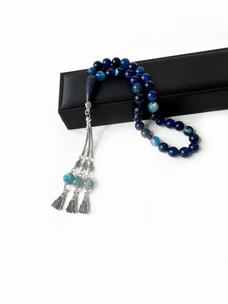 Spiritual Islamic gift with natural blue agate beads – handcrafted in UAE