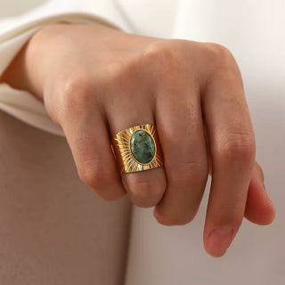 Gold ring with natural turquoise gemstone