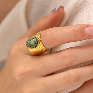 Natural turquoise sunburst ring Dubai Collection