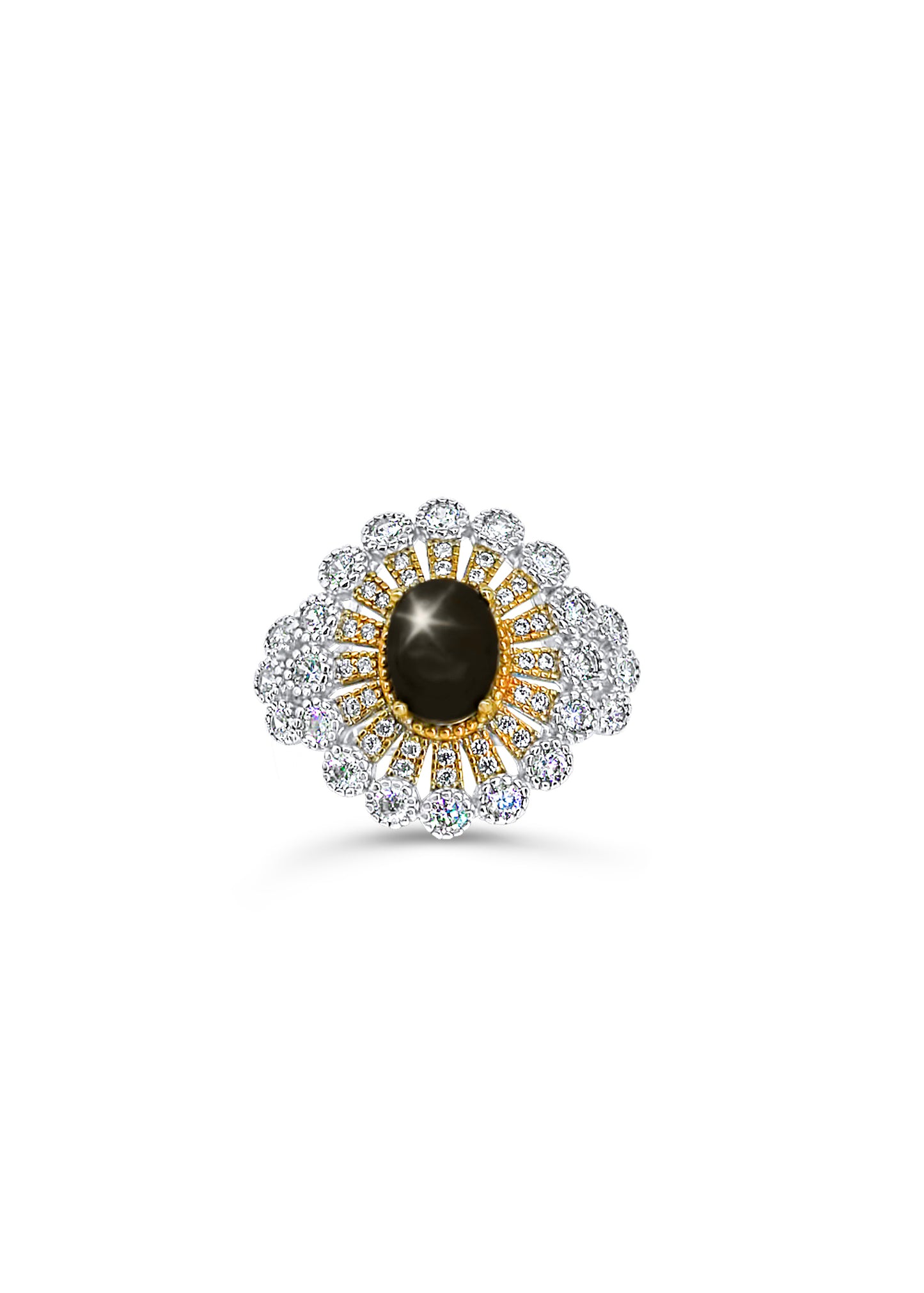 Celestial-inspired ring featuring a natural star sapphire gemstone