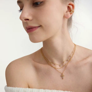 18K Gold Vermeil Cross Necklace for Women