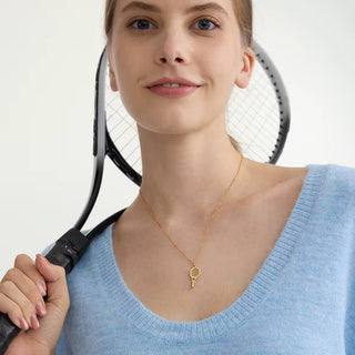 18K Gold Vermeil Necklace with Tennis Pendant