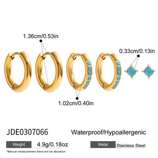 18K Gold Vermeil Hoop Earrings with Turquoise Stones