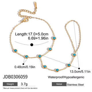 Turquoise Beaded Hand Chain with Finger Loop